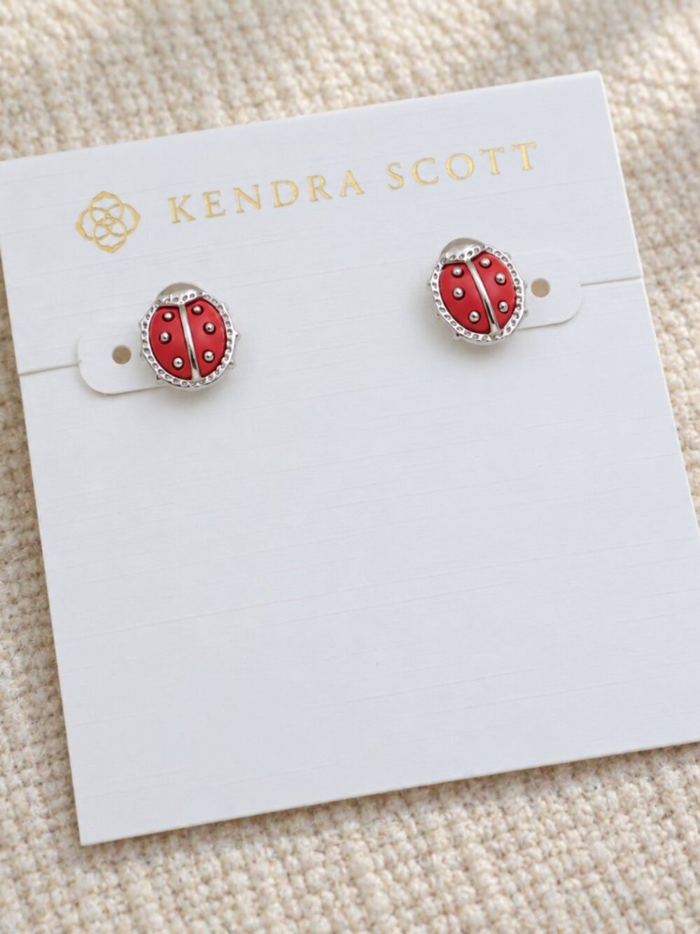 ladybug stud earrings silver red vermillion